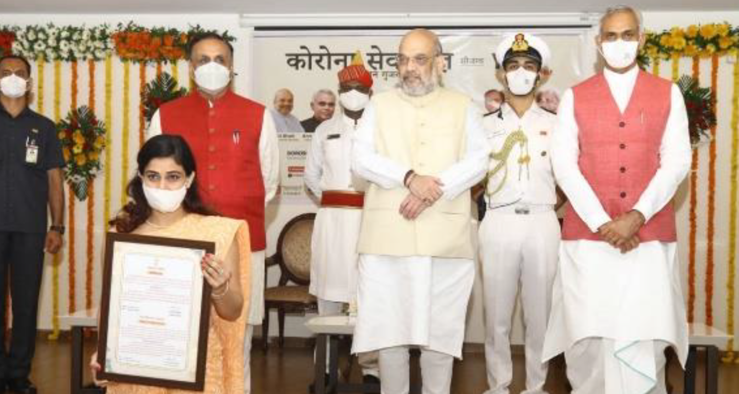 India's Honorable Home Minister Shri Amit Shah recognizes the humanitarian efforts of Yuva Unstoppable in education and disaster relief.